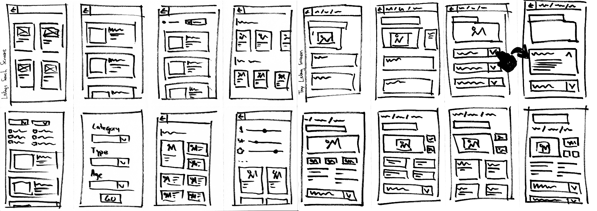 Crazy 8 ideas for Toy Library App