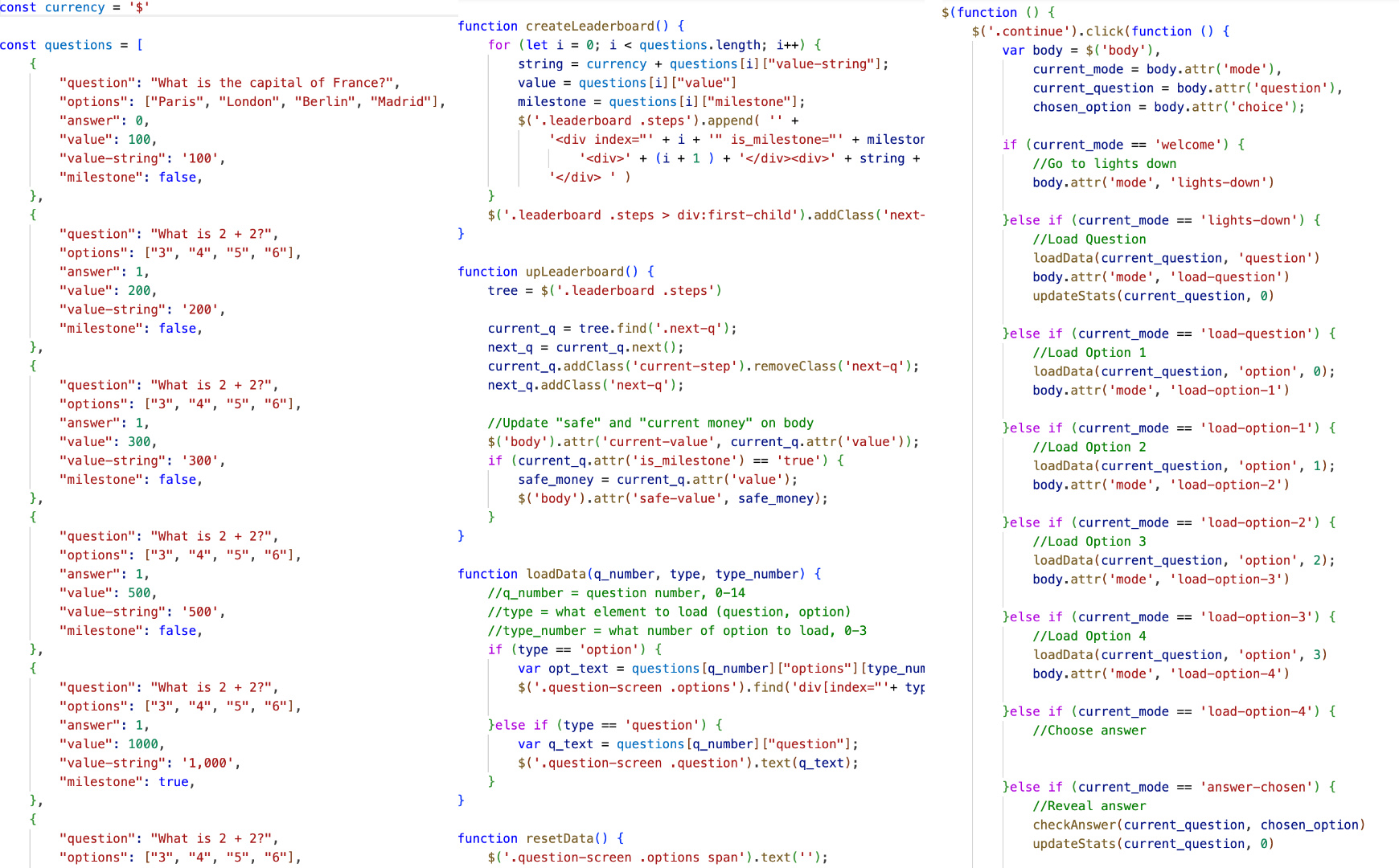 Backend code