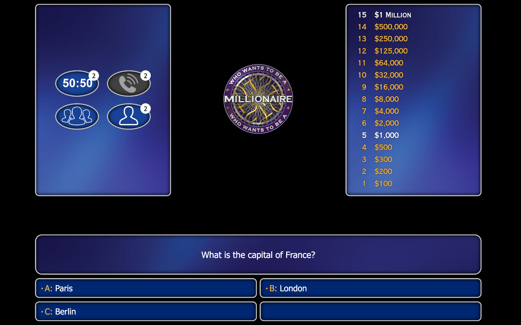 Initial Player Screen